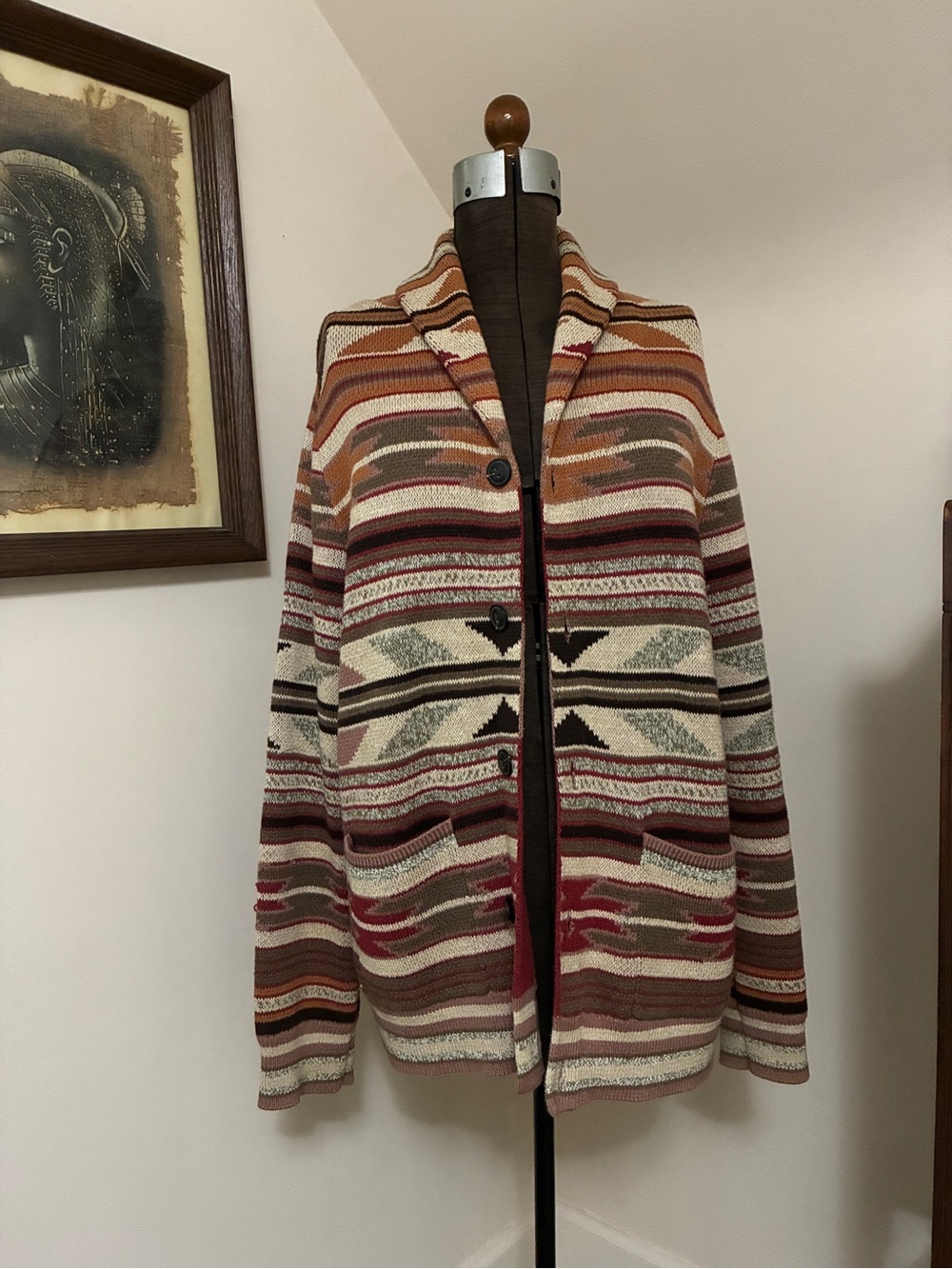 Highly Sought After Lucky Brand Aztec Shawl-Collar Cardigan
